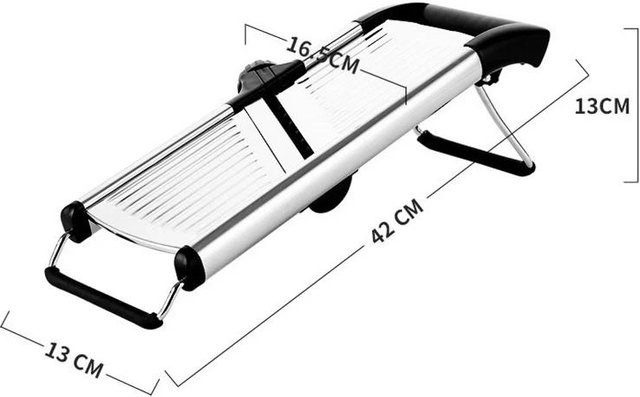Bestbags Mandolinenhobel aus Edelstahl mit verstellbarer Dicke in Weiß und Silber - Bild 1