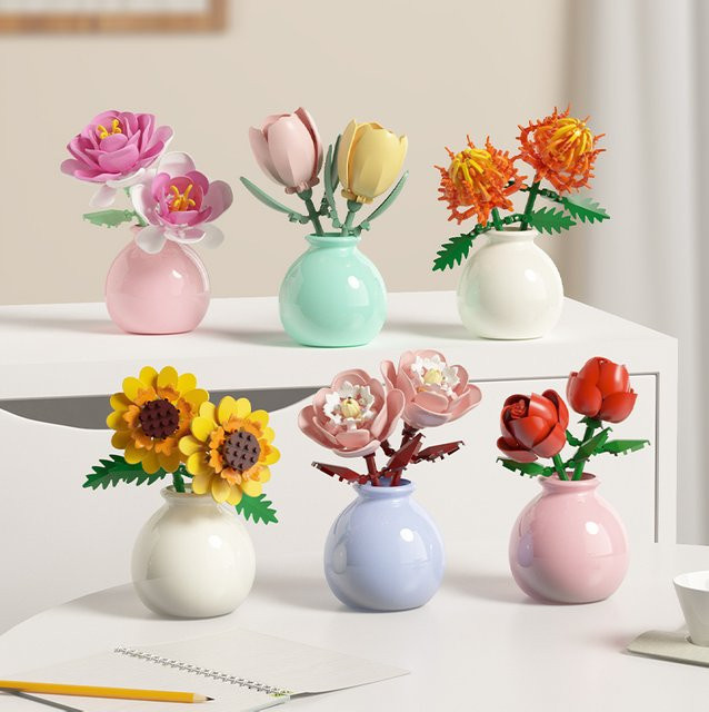 HUATEC DIY Kreative Blumen-Bausteine, Set, Bunt / Mehrfarbig - Bild 1