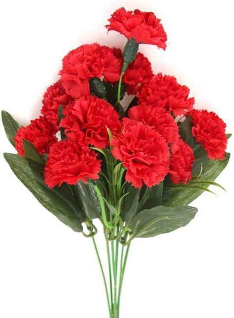 Uflower Künstlicher Nelken-Blumenstrauß aus Seide in Gelb, UV-beständig für Dekoration bei Hochzeit oder Party - Bild 1