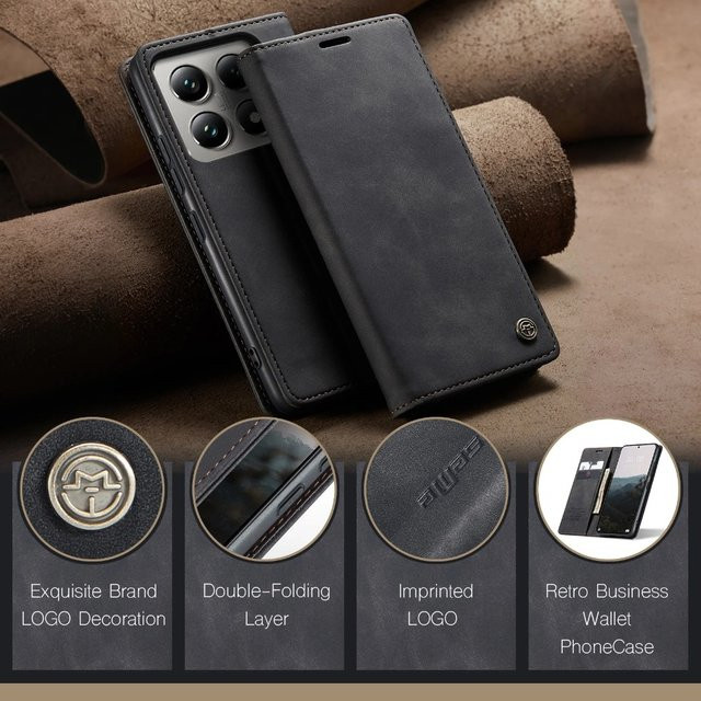 Magnetische Retro Leder Flip Karten Brieftasche für Xiaomi 15T Pro 14T 13T POCO M7 Pro X7 F7 Pro Ultra 5G in Braun - Bild 1