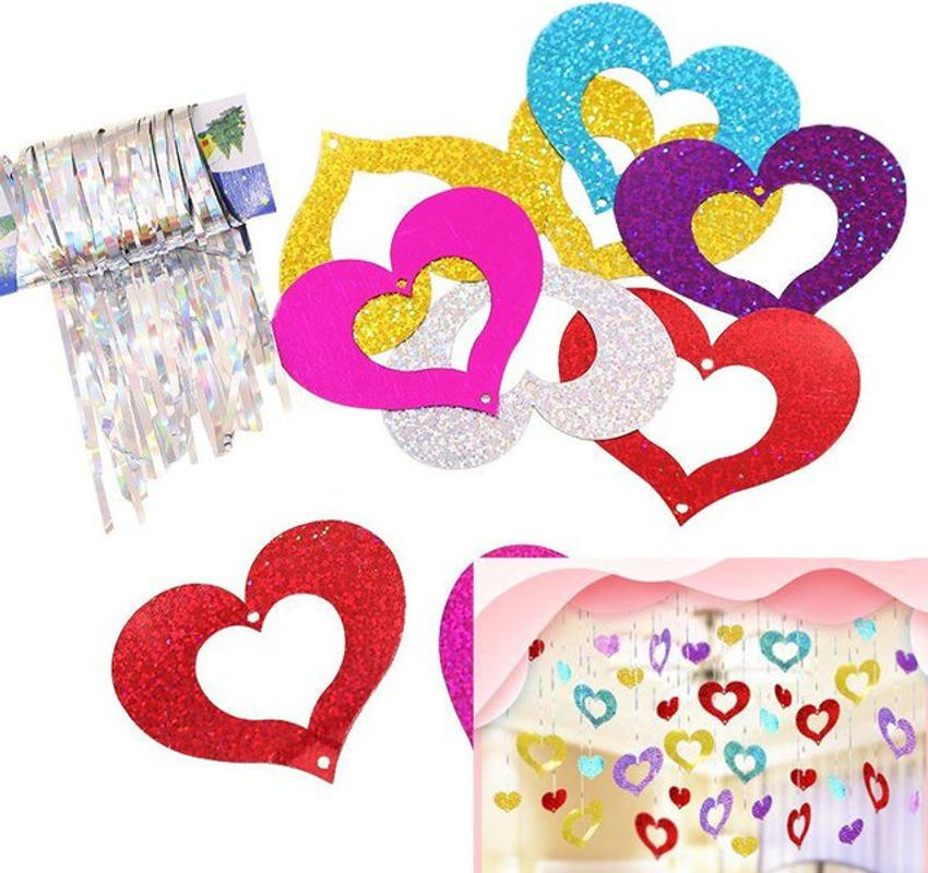 WTEMPO 100er Set Regenbogen Ballon-Anhänger mit Herz-Motiv und Laser-Glitzer für Hochzeiten und Valentinstag, mehrfarbig - Bild 1