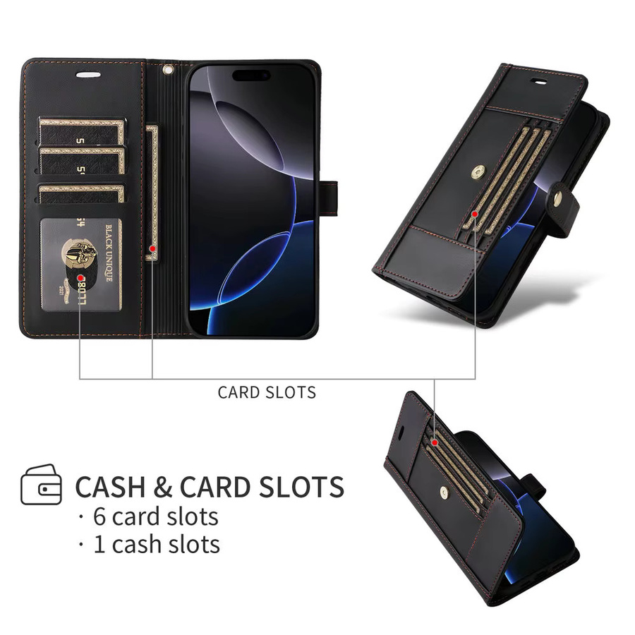 Luxus Leder Flip Etui mit RFID-Schutz für Samsung Galaxy S25 Ultra, S25 Plus, S25 FE 5G und S25 Edge in Schwarz oder Braun - Bild 3