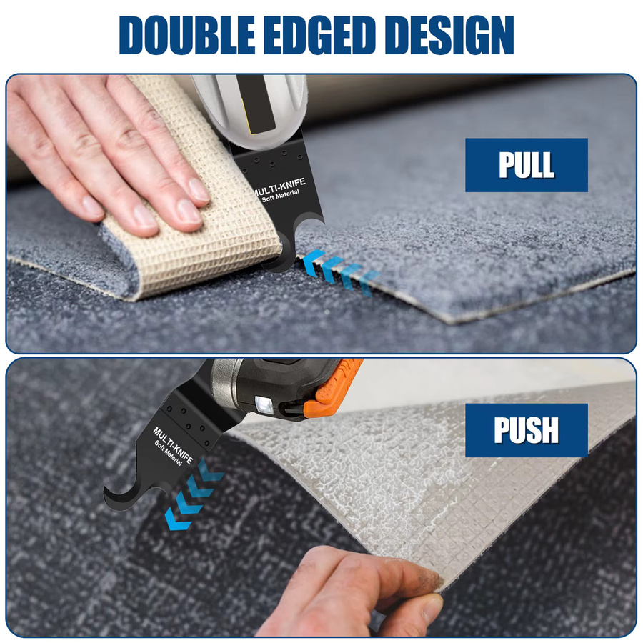 4-teiliges universelles Multi-Tool-Hakenmesser-Set aus Kohlenstoffstahl mit 2 Adapterschneiden für oszillierende Sägen - Bild 5