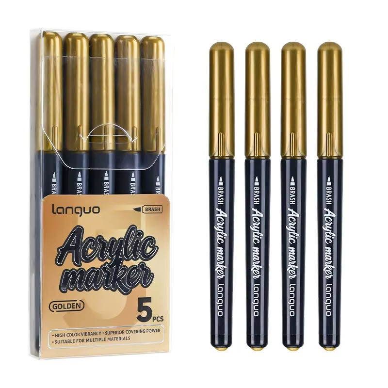 LANGUO Flüssig-Acrylmarker mit Hochglanz in Gold, Silber, Weiß und Schwarz für Kunst und Schule - Bild 3