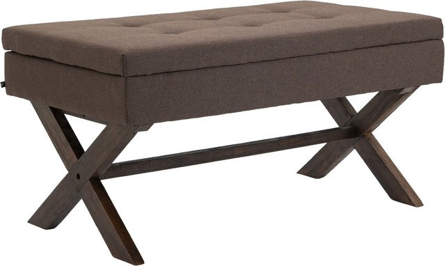 TPFLiving Sitzbank Nero in Braun mit Stoffbezug und Holzgestell, B/T/H: 136 x 57 x 51 cm - Bild 1