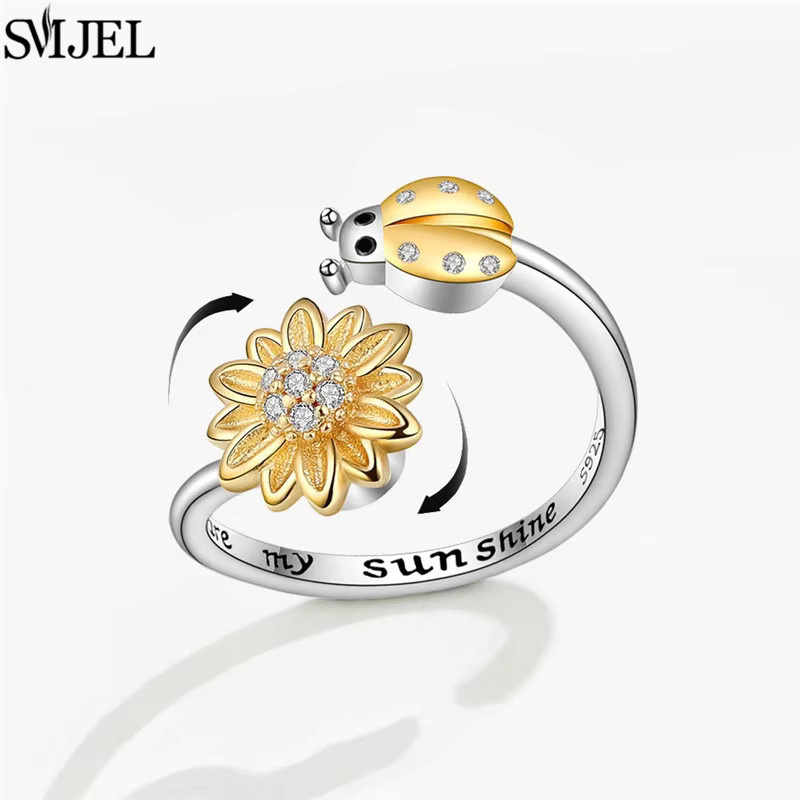SMJEL Fidget Spinner Ring, Kristall, Silber, Damen - Bild 2