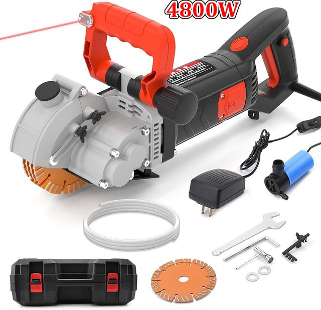 OWJHE Elektrische Wandfräse und Betonschneider mit Laser-Zielung, 4800 W, Rot, 133 mm - Bild 1