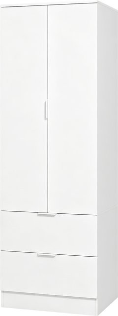 HOMCOM Kleiderschrank in Weiß mit 2 Schubladen und Soft-Close-Türen, modernes Design für das Schlafzimmer, B/T/H: 60 x 47 x 180 cm - Bild 1