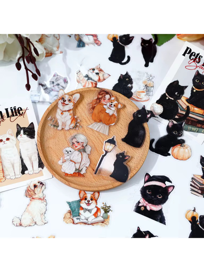 Journamm Pet Life Serie Aufkleber mit 40 Cartoon Katze Dekorationen in Multicolour für Scrapbooking und Junk Journal Collage - Bild 4