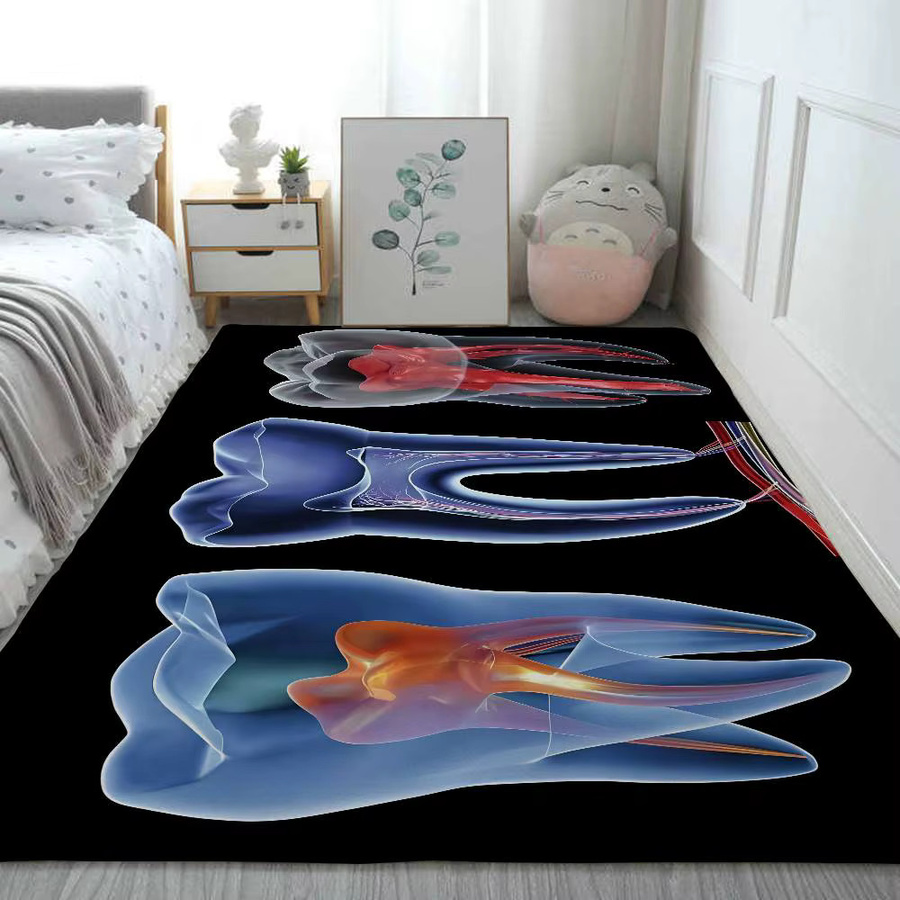 52TOYS Flanell-Fußmatte mit Dentist Tooth Room Muster in Multicolour, rechteckige Bodenmatte für Badezimmer und Wohnzimmer, B/T: 60 x 40 cm - Bild 4