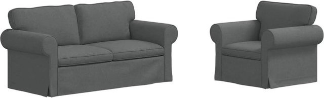 vidaXL Sofa 2-teilig in Dunkelgrau, L-Form mit Stoffbezug und Metallrahmen, B/T/H: 175 x 82 x 80 cm - Bild 1