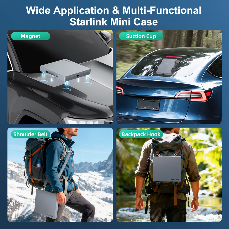 ANMONE Tragbare All-in-One Schutzhülle für Starlink Mini mit stabilem Saugnapf für Auto-Armaturenbrett und Sonnendach, Outdoor-Zubehör - Bild 6