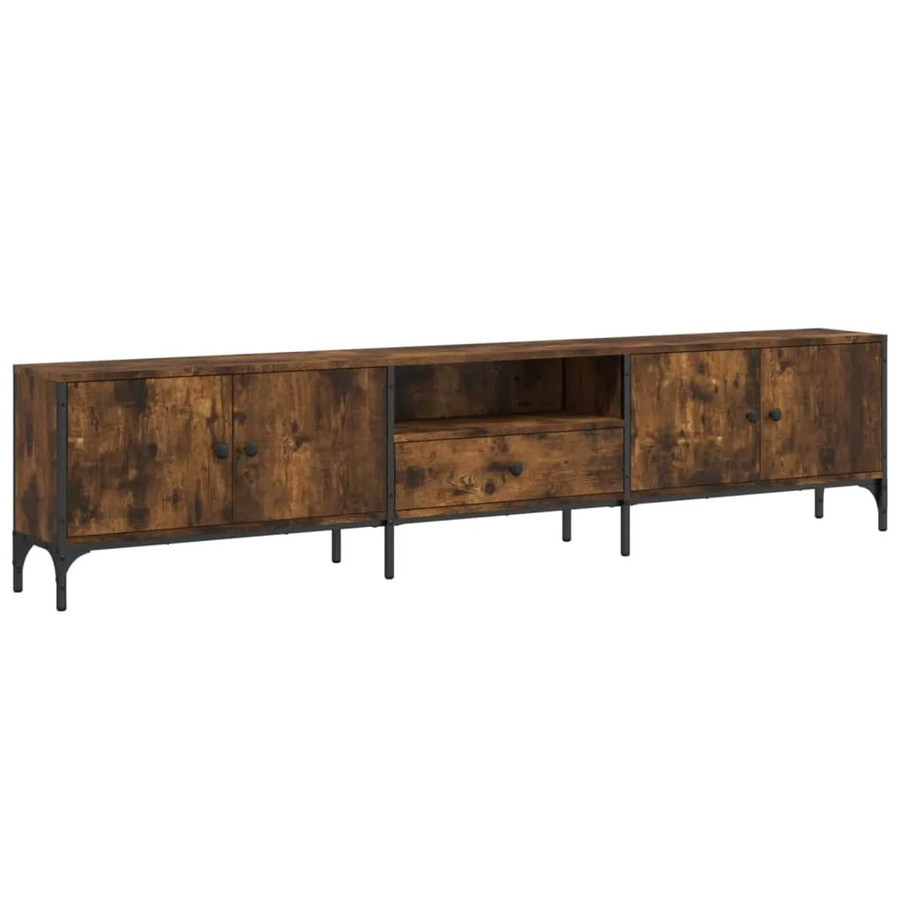vidaXL TV-Schrank mit Schublade in Räuchereiche, Farbe Braun, B/T/H: 200 x 25 x 44 cm - Bild 2
