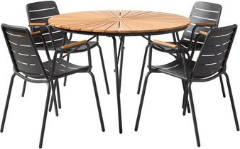 Cinas Gartenmöbelset Ellen/parc aus Teakholz und Aluminium, 6-teilig mit 5 Sitzplätzen, Farbe: Silber - Bild 1