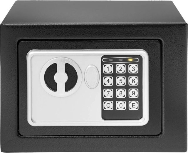 tectake Elektronischer Safe mit Doppelbolzen-Verschlusssystem und LED-Anzeige in Schwarz, B/T/H: 23 x 17 x 17 cm - Bild 2