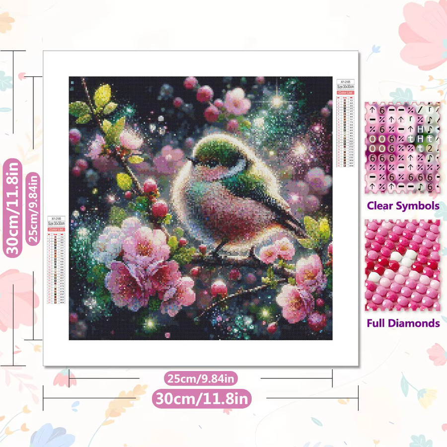 EverShine Diamant-Gemälde Kolibri und Blumen als 5D DIY-Stickerei-Set mit runden Steinen in Multicolour zur Wanddekoration, B/H: 20 x 20 cm - Bild 2