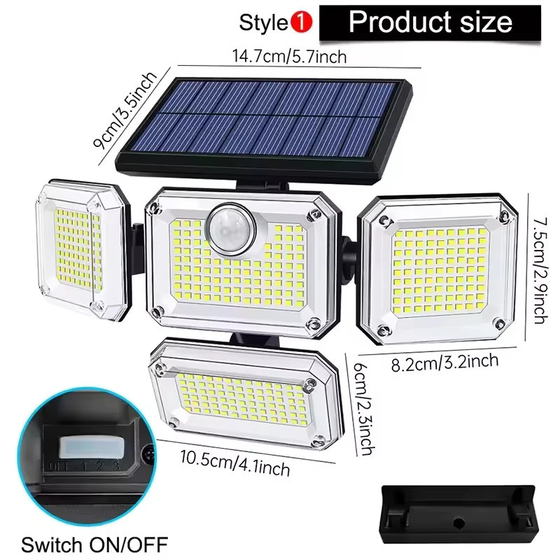 AMARYLLIS Solarleuchte mit 122 LEDs, IP65 wasserdichte Solar Gartenlampe in Schwarz mit verstellbarem Kopf und 3 Modi für Outdoor und Indoor - Bild 6