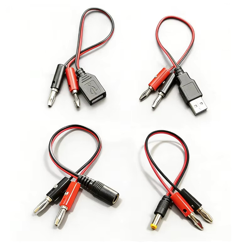 JCD Stromtestleitung USB 2.0 auf 4 mm Bananenstecker Konvertierungsleitung mit männlichen und weiblichen Steckern in Schwarz - Bild 4