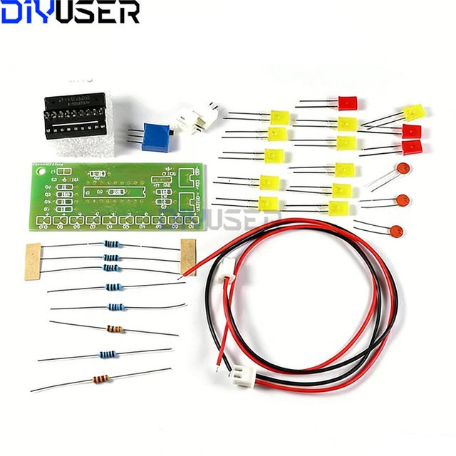 DIYUSER LM3915 Audio-Pegelanzeige-Kit, 10-LED-VU-Meter für Verstärker und Stereosysteme, Multicolor, DIY-Lötprojekt - Bild 1