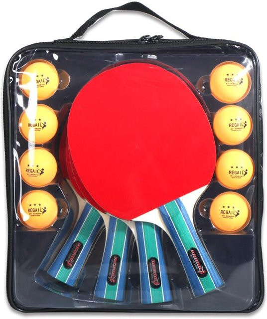 Ping-Pong-Paddel-Set, Tischtennisschläger mit 3-Sterne-Ping-Pong-Bällen, bunt - Bild 1