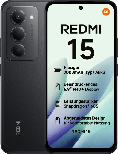 Xiaomi Redmi 15 Smartphone Midnight Black 6GB RAM 128GB Speicher - Bild 1