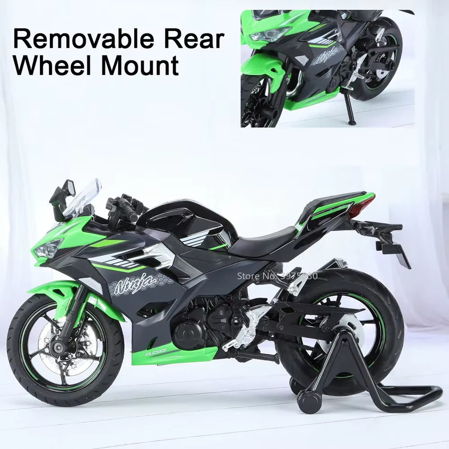 MAKEDA Ninja 400 Metalldruckguss-Motorrad, 1:12, mit Ton und Licht, grün - Bild 4