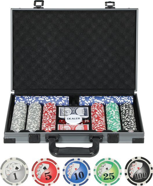 SPORTNOW Pokerkoffer Pokerset, Komplett Set, mit 400 Chips, Aluminiumkoffer - Bild 1