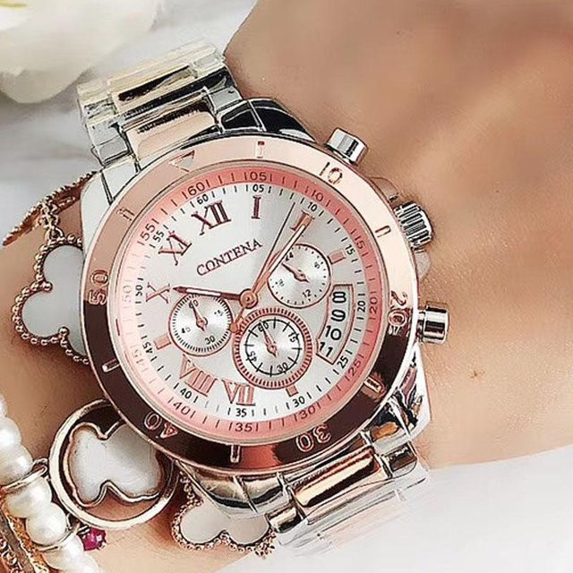CONTENA Armbanduhr, Quarz, Edelstahl, Weiß, Damen - Bild 1