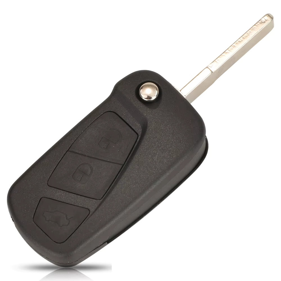 Jingyuqin Ersatz-Autoschlüssel für Ford Ka 2008 - 2016, 3-Tasten Klappschlüssel mit ID46 PCF7946 Chip und 433MHz, Farbe: Schwarz, SIP22-Klinge - Bild 2
