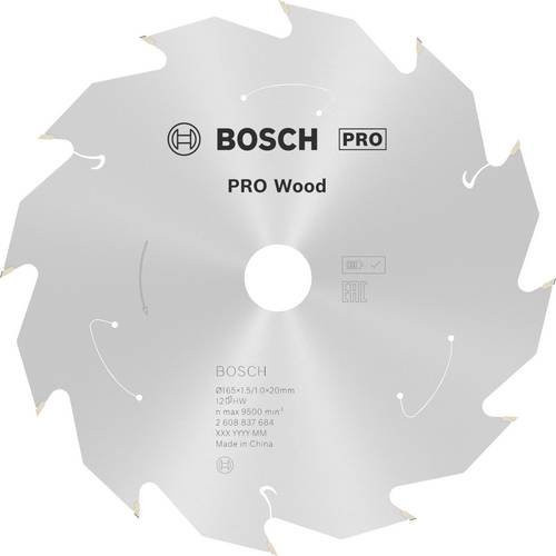 Bosch Hartmetall Kreissägeblatt Standard for Wood für Akkusägen, Durchmesser: 165 mm, Bohrung: 20 mm, 12 Zähne - Bild 1