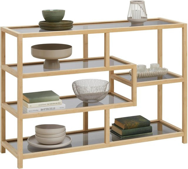 Mömax Regal Boston in Naturfarben aus Holz und Glas, modern und freistehend, B/T/H: 79,0 x 34,0 x 114,0 cm - Bild 1