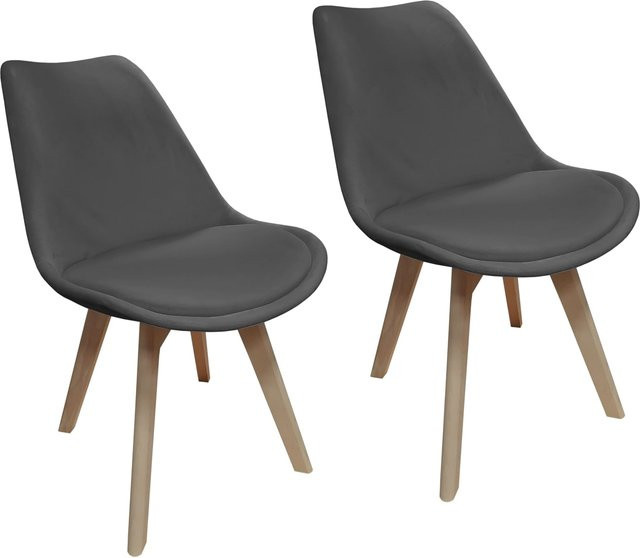 HTI-Living Stuhl Atlanta Velvet 2er-Set in Grau mit samtiger Oberfläche - Bild 1