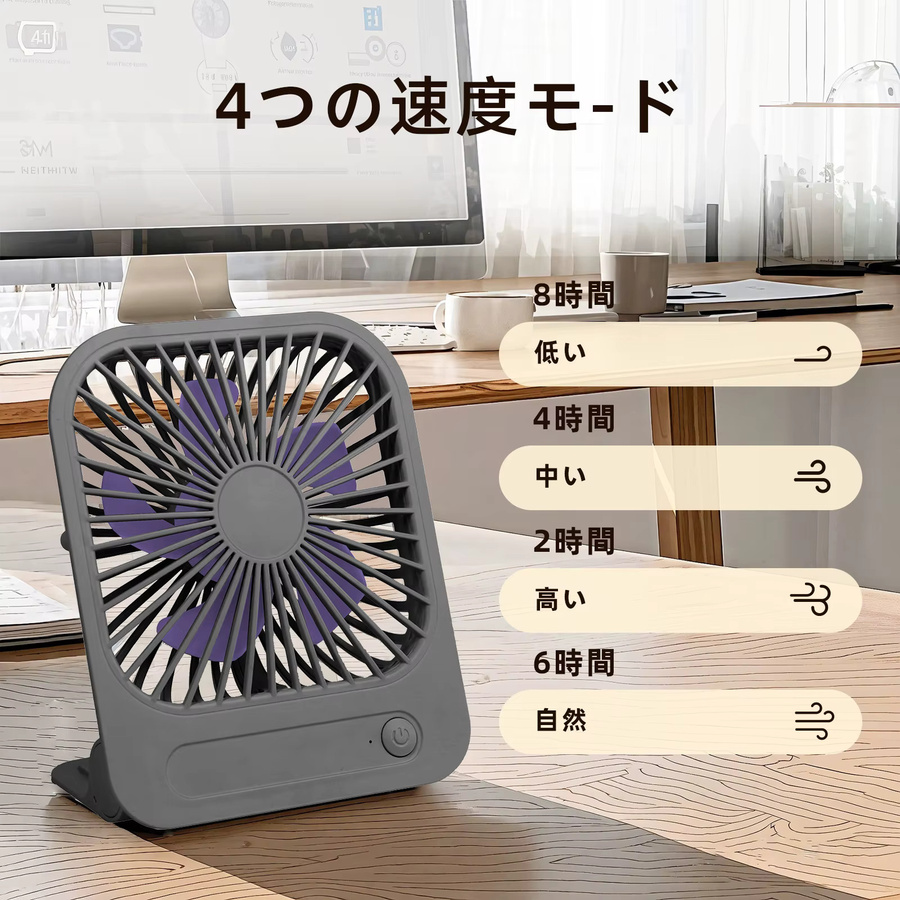 Eary Magnetischer Wandventilator in Weiß, ultradünn und tragbar, USB-wiederaufladbar mit 1200 mAh und 4 Windgeschwindigkeiten - Bild 3