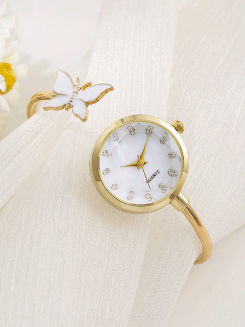 Beimu Armbanduhr, Schmetterling, Edelstahl, Gold, Damen, Analoguhr - Bild 1