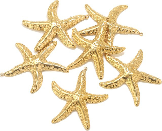baizzx Charms Seestern Anhänger, Edelstahl, Gold, Damen - Bild 1
