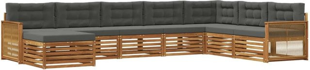 vidaXL Outdoor-Sofagarnitur L-Form aus Akazienholz mit 8 Kissen in Natur und Anthrazit - Bild 1