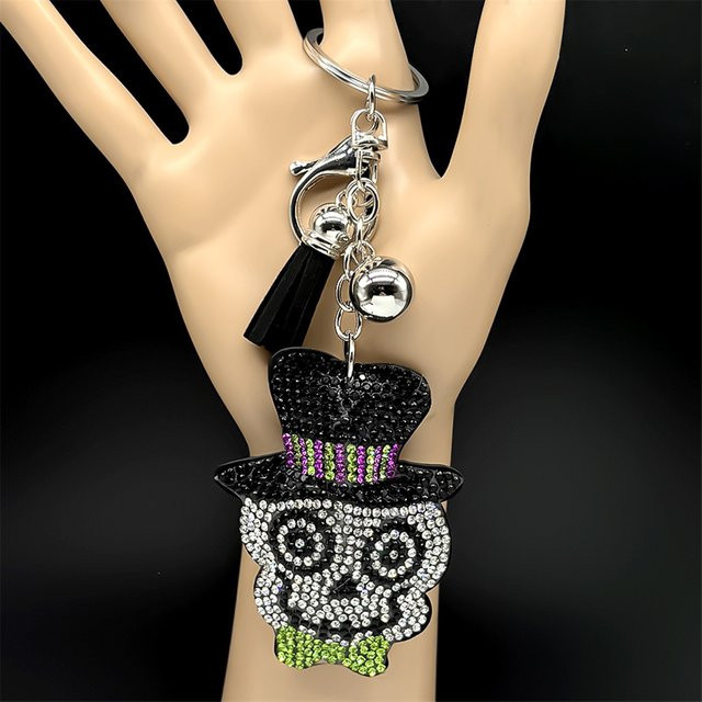AFAWA Schlüsselanhänger Totenkopf, Schwarz, Kristall, Gotisch, Unisex - Bild 1