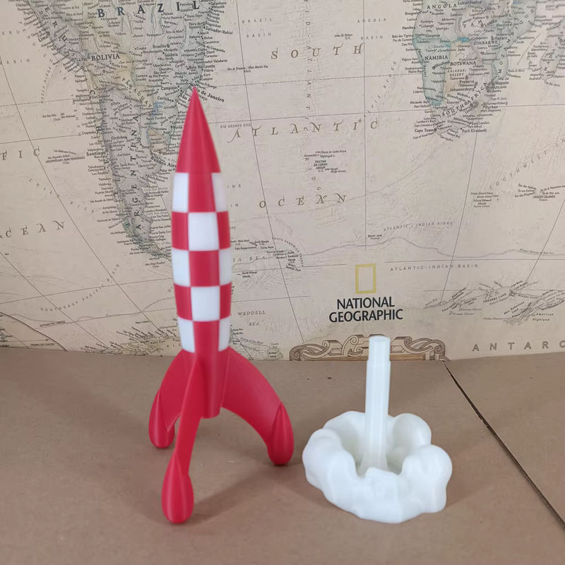 South Wood Weltraumrakete Objectif Lune Moon Adventures Modellfigur in Rot mit 3D-Druck-Effekt, Höhe: 20 cm - Bild 2