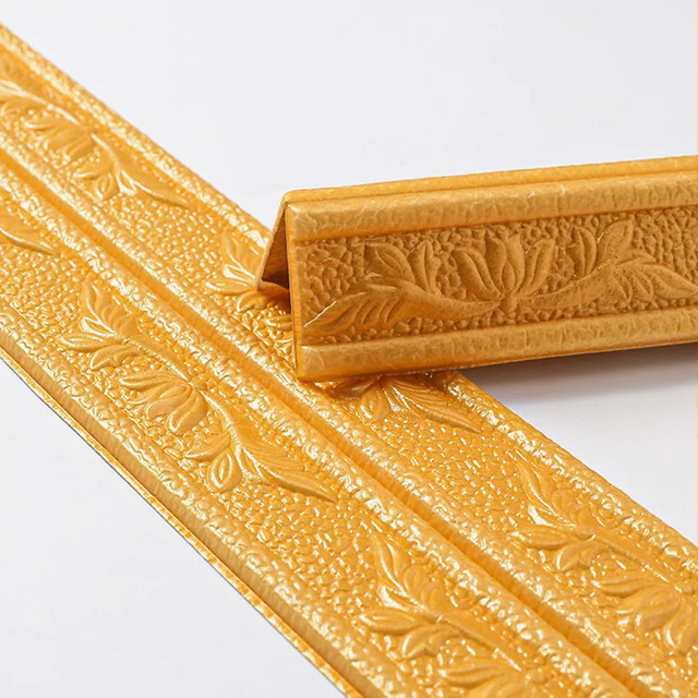 Selbstklebende Schaumstoff Fußleisten in Gold von ctzsoop, wasserdicht und schmutzabweisend, B: 230 cm, H: 8 cm - Bild 1
