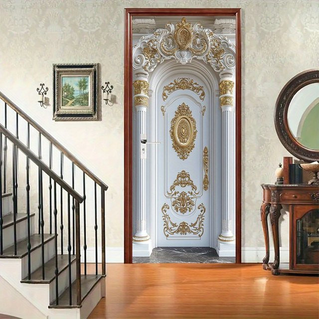 Exquisite Türdekoration Decora als eleganter Aufkleber in Gold und Weiß mit luxuriösem Design - Bild 1