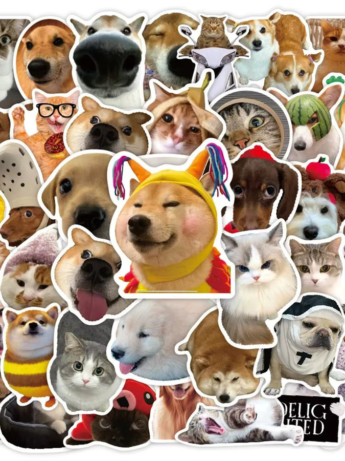 Rspctou Katzen- und Hunde-Meme-Aufkleber, Sticker, 10 Stück, multicolour - Bild 5