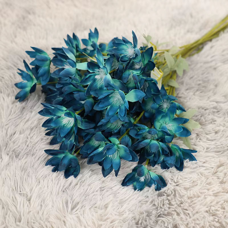 Künstliche Lotusblume aus Seide in Blau für Hochzeits- und Raumdekoration, Höhe: 60 cm - Bild 2
