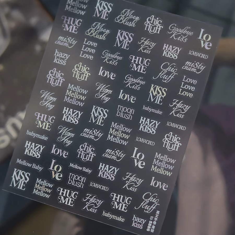 NAILFYOU Nagelsticker, Schwarz-Weiß, Kursive Schrift, Unisex - Bild 3
