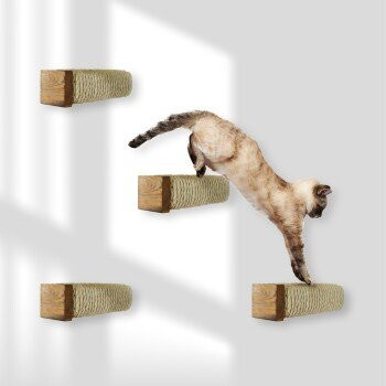 Rohrschneider Katzentreppe Wandelement für Katzen mit Sisalseil, 4er Set, beige - Bild 1