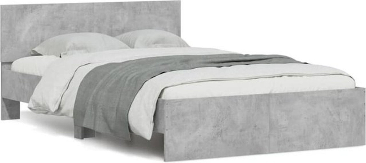 Modernes Bettgestell mit Kopfteil und LED-Beleuchtung von Vidaxl in Betongrau, B: 120 cm, L: 190 cm - Bild 1