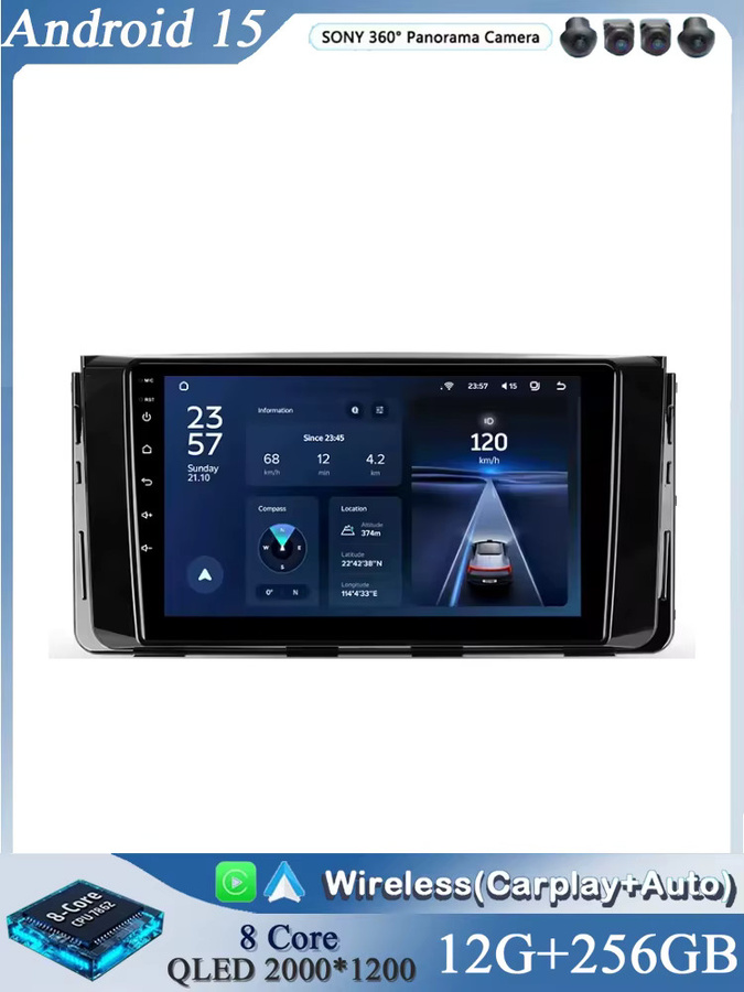TIEYEZ Android 15 Multimedia Radio für Hyundai H350 (2015 - 2021) mit Android Auto, Carplay, GPS, WIFI und 4G in Schwarz - Bild 4