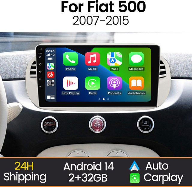 MEKEDE 9 Zoll Wireless CarPlay und Android Auto Multimedia-Player für Fiat 500 Abarth 2007-2015 mit WIFI - Bild 1