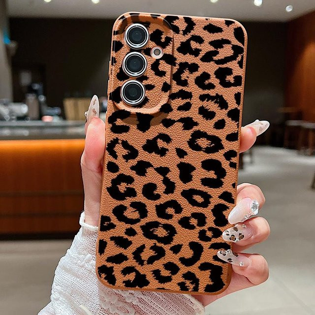 Samsung Handyhülle mit Leopardenmuster in Braun für Galaxy S25 Ultra, S24 Ultra, S23, S22 Plus, S21 FE und Galaxy A-Serie 5G - Bild 1