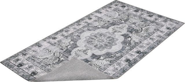 LIVARNO Teppich in Grau im Vintage-Design, rechteckig, B/T: 80 x 150 cm - Bild 1