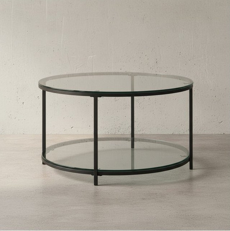 Couchtisch TREBBIA von KADIMA DESIGN in Marmoroptik mit Glas und Metall sowie 2 Ablagen, B/T/H: 80 x 80 x 45 cm